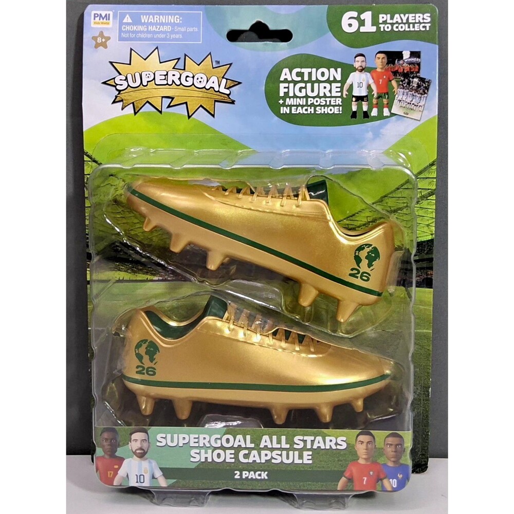 Supergoal All Stars Soccer Shoe Set 2-Pack Boxed Gold/Green Cleats